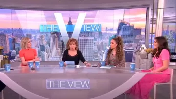 Self Portrait Pleated Chiffon and Bouclé Midi Dress worn by Alyssa Farah as seen in The View on March 21, 2023