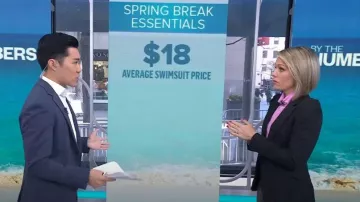 Zara Blazer surclassé à double poitrine porté par Dylan Dreyer comme on le voit dans Today on March 20, 2023