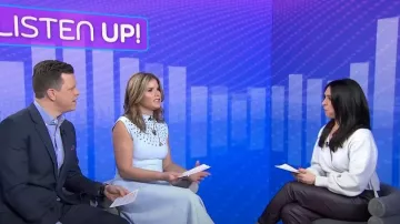 Lela Rose Knit Diamond-Shaped Eyelet Midi-Dress usado por Jenna Bush Hager como se ve en Today with Hoda & Jenna el 20 de marzo de 2023
