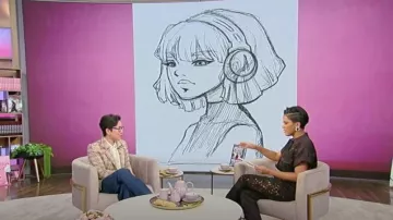 Veronica Beard Theron Double-Breasted Plaid Jacket worn by Marie Lu as seen in Tamron Hall Show on March 20, 2023
