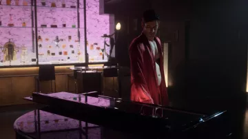 The red dressing gown and pants ensemble worn by Lucifer Morningstar (Tom Ellis) in the series Lucifer (Season 5 Episode 10)