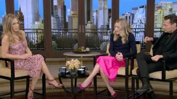 Isabel Marant Étoile Falone Ruched Chiffon Dress worn by Jennifer Aniston as seen in LIVE with Kelly and Ryan on March 22, 2023