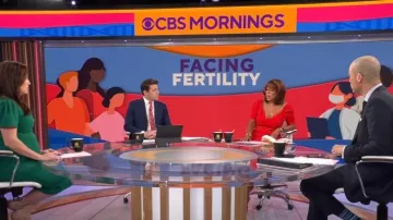 Roland Mouret Short-Sleeve Knit Midi Dress worn by Gayle King as seen in CBS Mornings on March 22, 2023