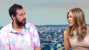 Sunday Swagger Palm Tree Gold Polo Shirt worn by Adam Sandler as seen in Good Morning America on March 22, 2023
