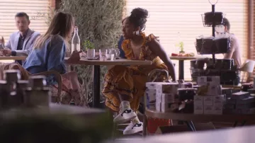Love The Label Adrienne Ruffled Boho Dress worn by Gaby (Jessica Williams) as seen in Shrinking (S01E10)