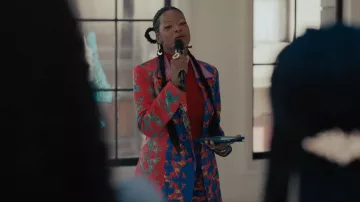 Lisa Folawiyo Lucky Asymmetric Patchwork Silk Blazer worn by Vivian Banks (Cassandra Freeman) as seen in Bel-Air (S02E05)