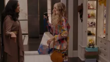 Norma Kamali Vintage Madras Colorblock Blazer worn by Carrie Bradshaw (Sarah Jessica Parker) as seen in And Just Like That… (S01E04)