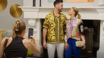 Versace Barocco Print Silk Button-Up Shirt worn by Carl Radke as seen in Summer House (S07E04)