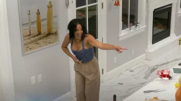 Alice + Olivia Jeanna Bustier Crop Top worn by Danielle Olivera as seen in Summer House (S07E04)