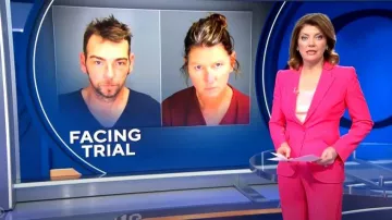 Alexander McQueen Chaqueta de blazer a medida de un solo pecho usada por Norah O'Donnell vista en CBS Evening News el 23 de marzo de 2023