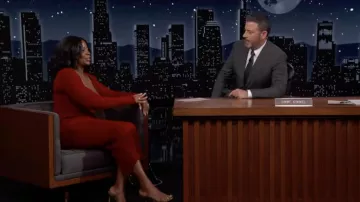 Galvan Red Midi Dress worn by Janelle James as seen in Jimmy Kimmel Live! on April 12, 2022