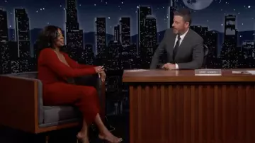 Galvan Red Midi Dress worn by Janelle James as seen in Jimmy Kimmel Live! on April 12, 2022