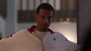 Fila White Sports Jacket worn by Mitchell 'Divine' Diggs (Julian Elijah Martinez) as seen in Wu-Tang: An American Saga (S03E08)