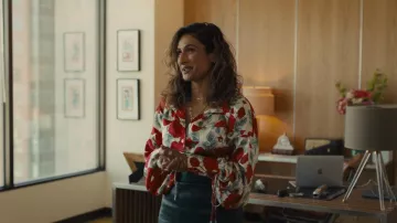 Ganni Floral Printed Blouse Shirt worn by Priya Collins (Sarayu Rao) in Hollywood Stargirl
