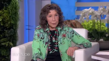 Etro Green Floral Print Shirt worn by Lily Tomlin as seen in The Ellen DeGeneres Show