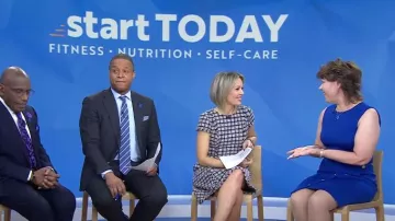 Eliza J Cap Sleeve Fit & Flare Robe portée par Dylan Dreyer comme vu dans Aujourd’hui le 27 mars 2023