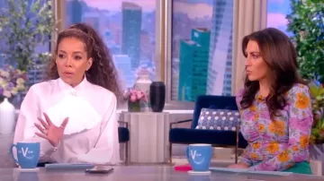 Veronica Beard Myrna Floral Ruched Top worn by Alyssa Farah as seen in The View on  March 27, 2023