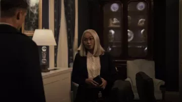 Smythe Duchess Blazer worn by Diane Farr (Hong Chau) as seen in The Night Agent (S01E01)