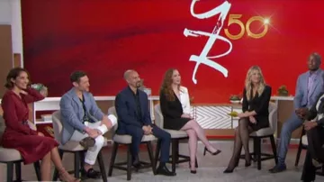 Alice + Olivia Kyrie Color Block Tuxedo Mini Dress worn by Camryn Grimes as seen in The Talk on  March 21, 2023