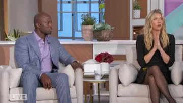 Alice + Olivia Kyrie Tuxedo Skort Romper worn by Amanda Kloots as seen in The Talk on March 21, 2023