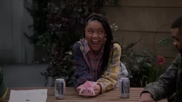 The Copper Closet Plaid shirt worn by Aaliyah Upshaw (Khali Spraggins) as seen in The Upshaws TV series outfits (Season 3 Episode 3)