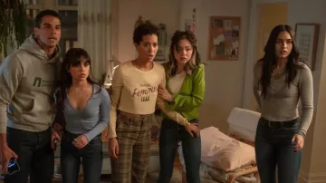 The Motel Rocks top dyed green by the costume designers of the film worn by Anika Kayoko (Devyn Nekoda) in Scream VI