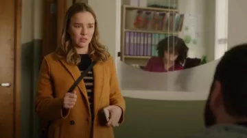 Khaite the Tilda Sweater in Black & Powder Stripe worn by Maggie Bloom (Allison Miller) as seen in A Million Little Things (S05E07)