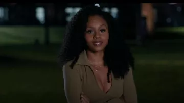 Babaton Contour Polo Longsleeve worn by Simone Hicks (Geffri Maya Hightower) as seen in All American: Homecoming (S02E15)