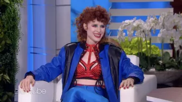 Club Exx Red Corset Bras worn by Kiesza as seen in The Ellen DeGeneres Show on March 22, 2022