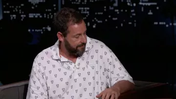Puma x Skull Wailea White printed Polo Shirt worn by Adam Sandler as seen in Jimmy Kimmel Live!