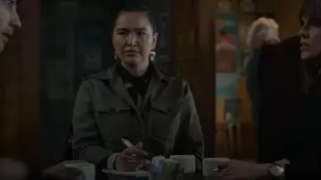 The Kooples But­toned Cot­ton-Can­vas Over­shirt worn by Rosalind 'Roz' Friendly (Grace Dove) as seen in Alaska Daily (S01E09)