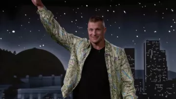 Fendi Printed Jacket worn by Rob Gronkowski as seen in Jimmy Kimmel Live! on April 6, 2022