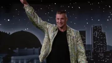 Fendi Printed Jacket worn by Rob Gronkowski as seen in Jimmy Kimmel Live! on April 6, 2022