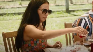Coco Shop Slip Dress in Navy Checkerboard worn by Danielle Olivera as seen in Summer House (S07E07)