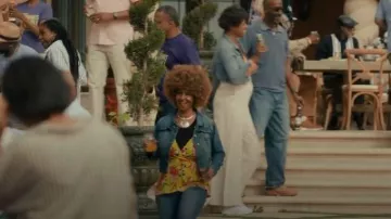Naif Yellow Floral Wrap Top worn by Joan (Wendy Davis) as seen in Bel-Air (S02E06)