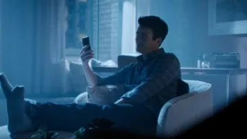 Faherty Movement Featherweight Twill in Blue Ash Plaid worn by Barry Allen (Grant Gustin) as seen in The Flash (S09E07)