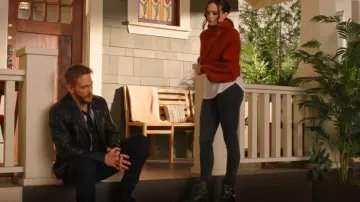 Elan Cross Reference Sweater in Copper worn by Caitlin Snow (Danielle Panabaker) as seen in The Flash (S09E07)