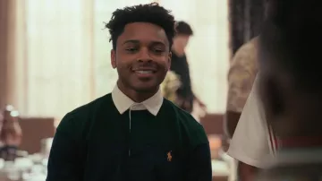 Ralph Lauren Striped Long-Sleeved Polo Shirt worn by Kyle Banks (Amarr M. Wooten) as seen in Bel-Air (S02E06)