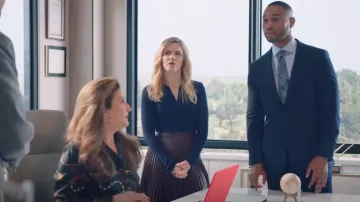 Proenza Schouler White Label Faux Leather Pleated Midi Skirt worn by Sadie Ryan (Harriet Dyer) as seen in American Auto (S02E10)