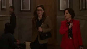 Smythe Peaked Lapel Blazer W/ Cargo Pocket In Burlap Stripe worn by Susan (Inga Schlingmann) as seen in So Help Me Todd (S01E16)