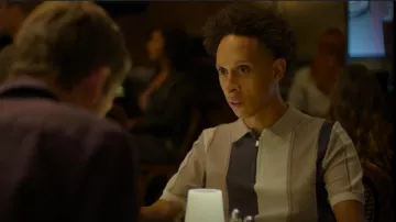Reiss Her­ard Half Zip Stripe Po­lo Shirt worn by Malcolm (Aaron Branch) as seen in Unstable (S01E01)
