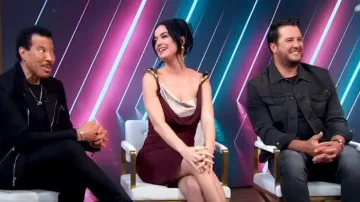 Bottega Veneta Fluid Suede Midi Dress With Metal Detail worn by Katy Perry as seen in Good Morning America on March 28, 2023