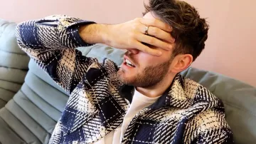 The blue and white overshirt jacket worn by Alfie Deyes in the YouTube video I've wanted this for 6 years!