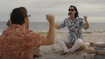 Officine Générale White Floral Shirt worn by Adam Neumann (Jared Leto) as seen in WeCrashed TV series outfits (Season 1)