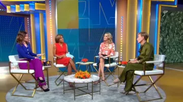 Pantalon large Erdem Hortencia Jacquard porté par Barbara Corcoran vu dans Good Morning America le 29 mars 2023