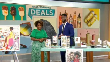 Target x Tabitha Brown Maxi Skirt in Green Linear Leaf worn by  Gayle Bass as seen in CBS Mornings on March 28, 2023