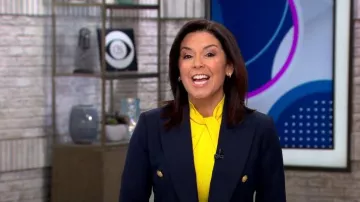 Black Halo Zana Sheath worn by Meg Oliver as seen in CBS Mornings on  March 30, 2023