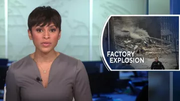 Ted Baker Wendala Gem Gardens Vestido usado por Jericka Duncan visto en CBS Evening News el 28 de marzo de 2023