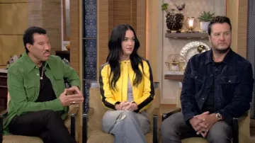Balenciaga Shrunk Racer Jacket worn by Katy Perry as seen in LIVE with Kelly and Ryan on March 28, 2023