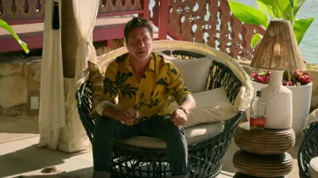 Paul Smith Yellow Floral Print Shirt worn by Francisco (Enrique Arce) as seen in Murder Mystery 2